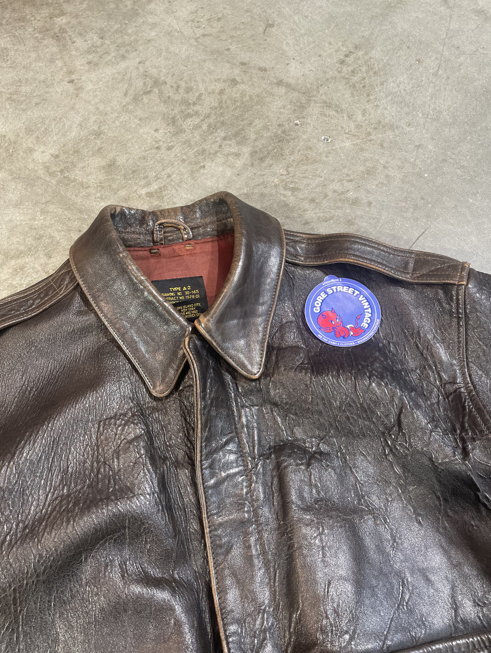 Avirex A-2 Leather Air Force Pilot Flight Jacket XL 23x27
